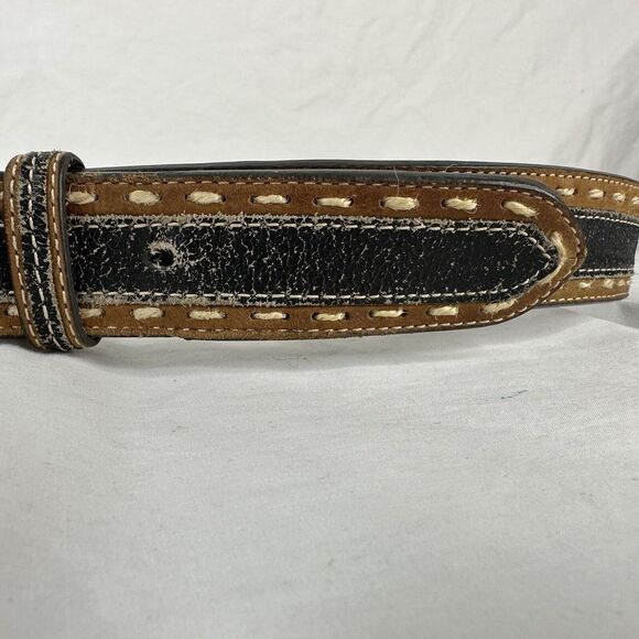 DBL Barrel Mens Fine Genuine Leather Goods Belt Brown Black Casual Adjustable 46 - Picture 7 of 9